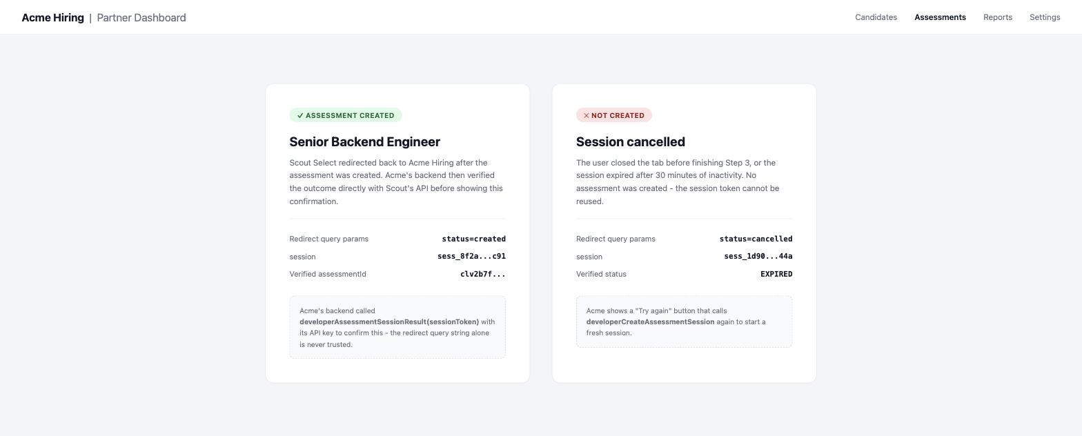Acme Hiring's callback page showing the created and cancelled outcomes